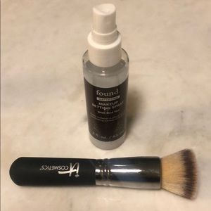 Makeup brush and setting spray